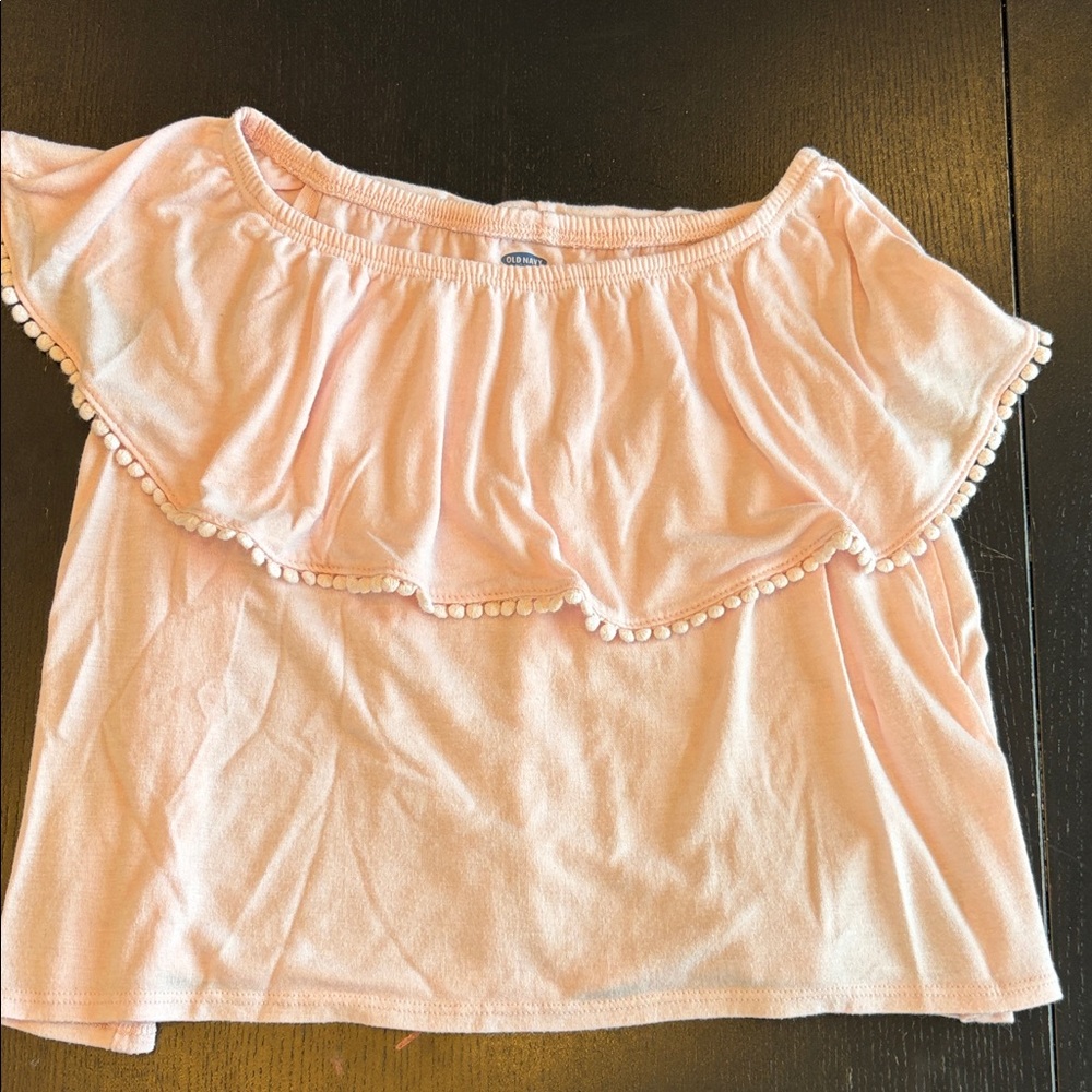 Old Navy Pink Ruffled Off-Shoulder Top Size S (6/7)